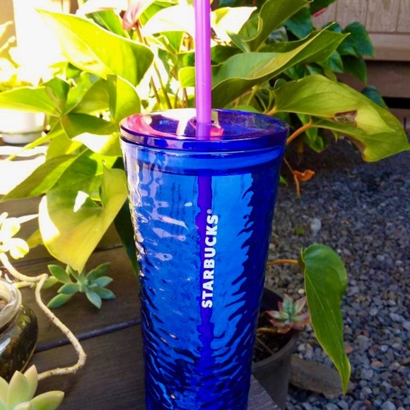 ❌LAST❌ New💙🌸 Starbucks glass tumbler cup + pink Sakura straw topper - Picture 6 of 6